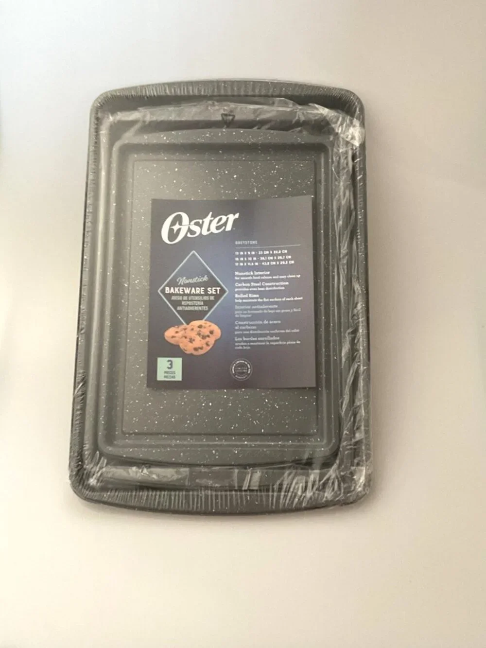 OSTER CARBON STEEL NONSTICK COOKIE SHEET, (SET OF 3)
